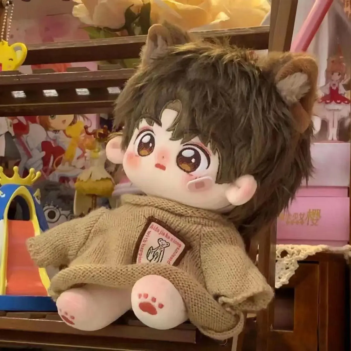 20cm Daai Lang  Plush Doll Cute Boy Wolf Plushie Kawaii Stuffed Doll Wearable Clothes Soft Plush Toy Study Reward Birthday Gift