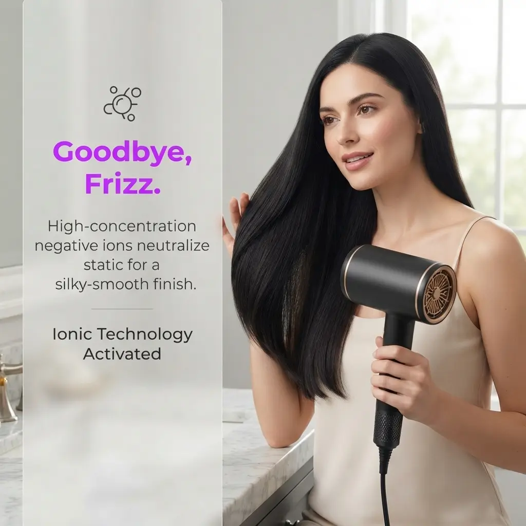 Professional Ionic Diffuser Hair Dryer with Thermal Control, Quiet Hair Dryer for Home & Travel