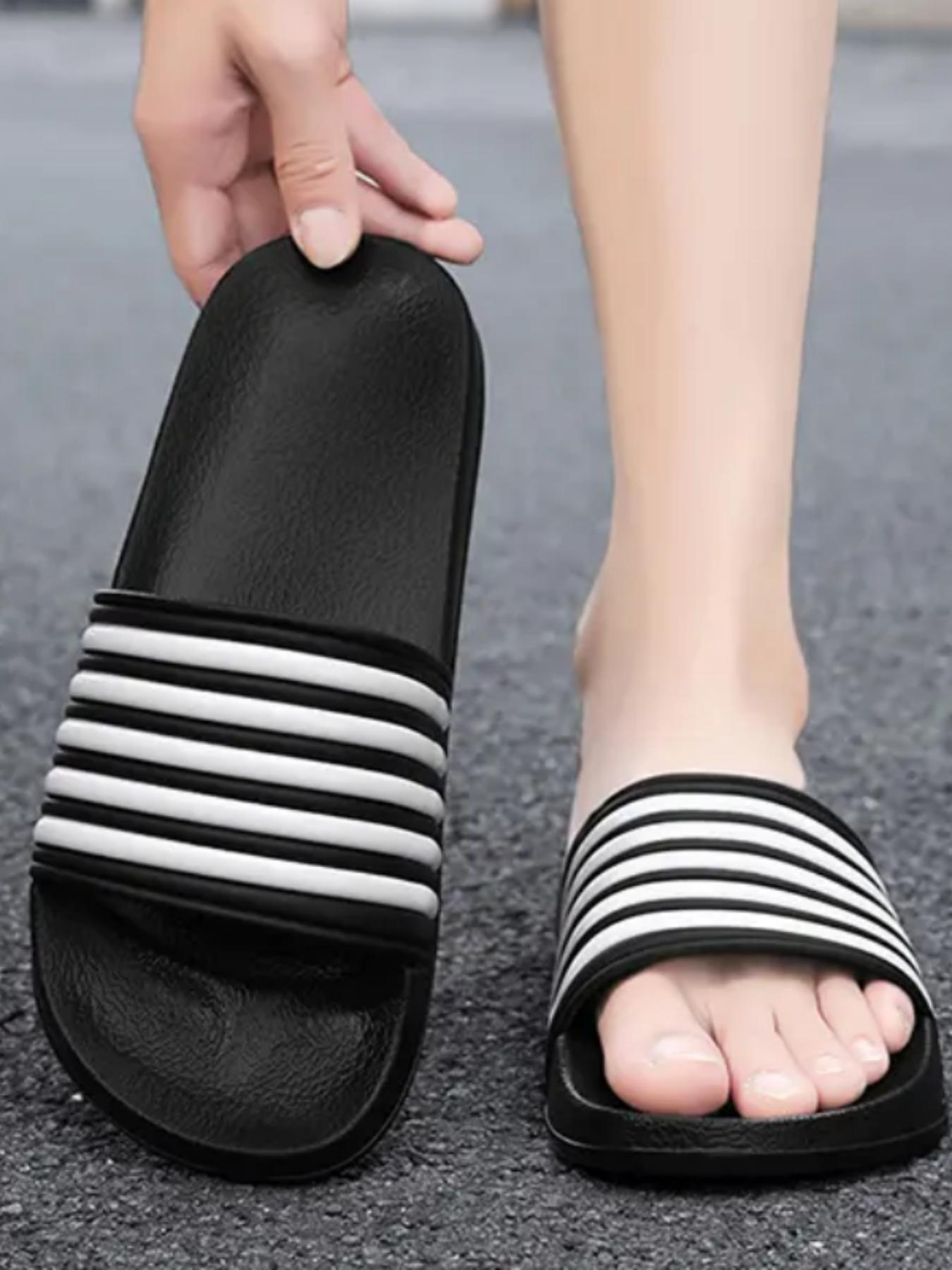 Summer Men's Striped Sandals, Couples' Non-Slip Eva Slides, Comfortable Beach Shoes, Casual Home Footwear, Garden Walks