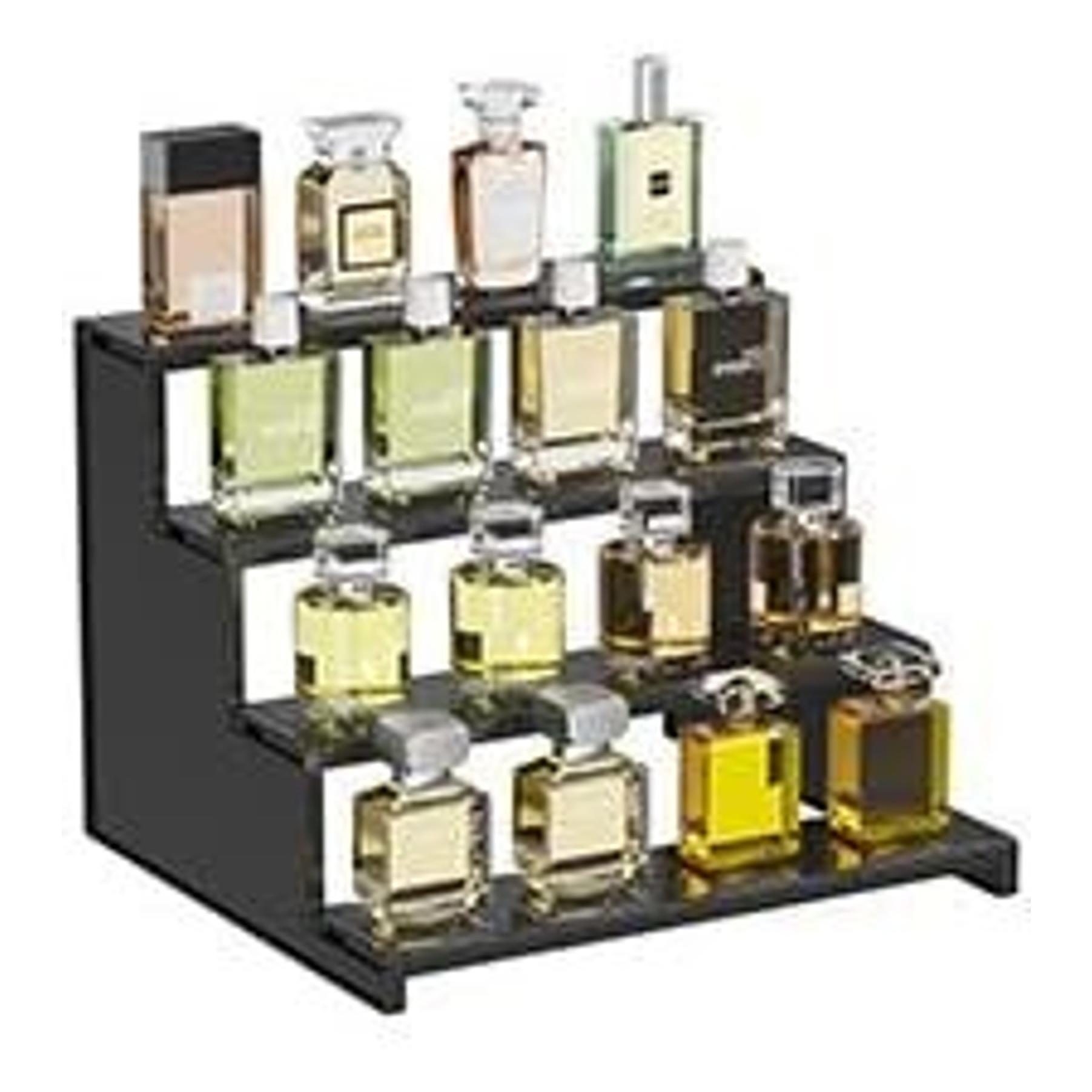 12" Plastic Perfume Organizer - 1-Piece Black Display Riser Shelf, Tool-Free Installation, for Makeup, Spice, Bedroom Counter Indoor Furniture Storage Decor 12" Plastic Perfume Organizer - 1-Piece Black Display Riser Shelf, Tool-Free Installation, for Makeup, Spice, Bedroom Counter Indoor Furniture Storage Decor
