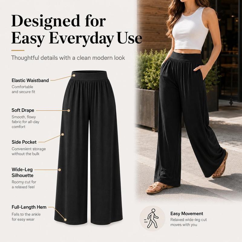 Women's Elastic High-Waisted Wide-Leg Pants 2025 New Casual Sports Trousers High-Quality Fabric