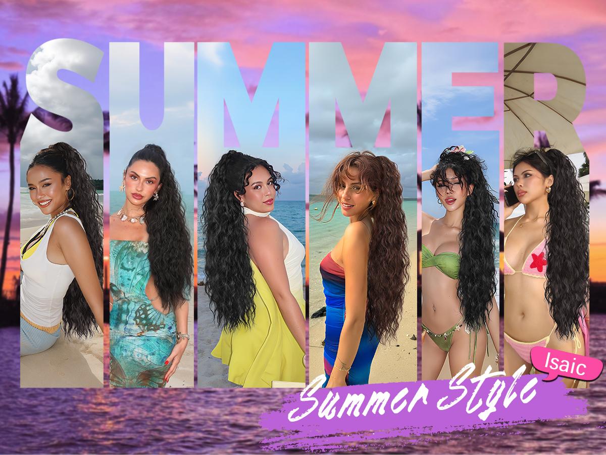 Isaic hair Clip-in Long Ponytail Hair Extensions Black Brown 30" Curly Pony Tail Clip in Hair Extensions for Women Fluffy Natural Looking Synthetic Hairpiece for Daily Use