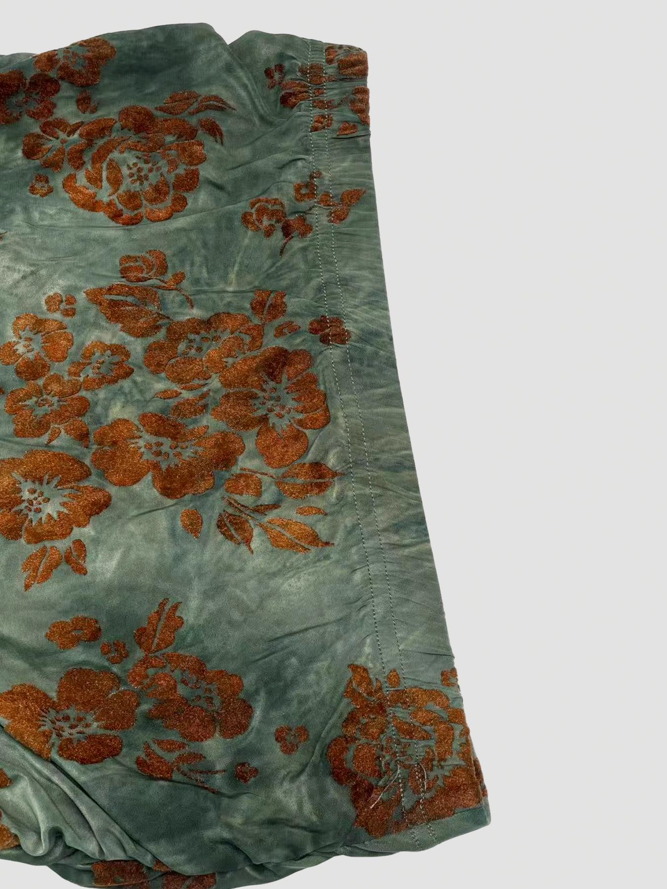 Women's Vintage Floral Print Long Mermaid Skirt, Casual Fashion Velvet Bottoms for All Seasons