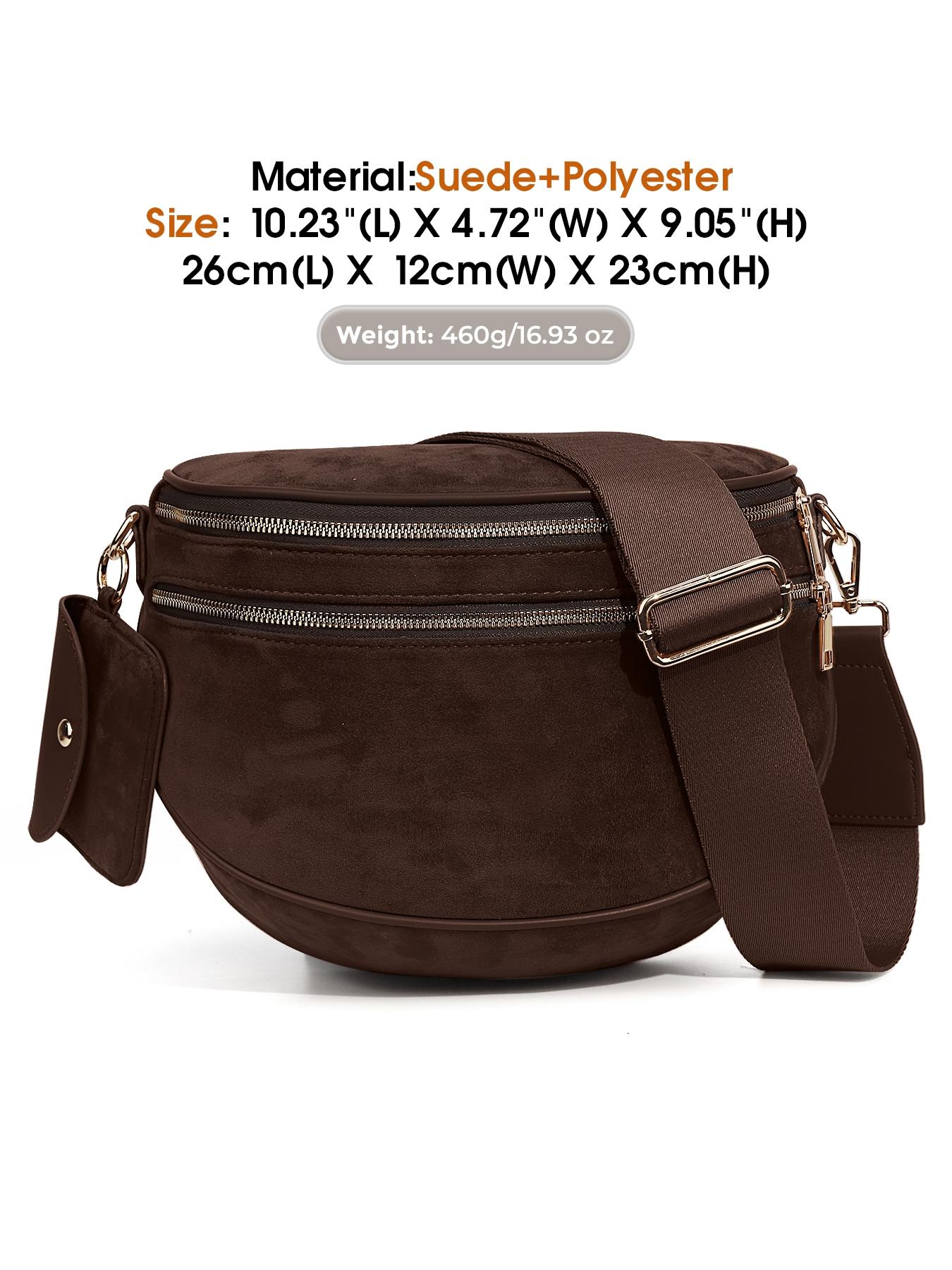Trendy Suedette Crossbody Bag, Spacious Bum Bags for Women, Large Imitation Suede Shoulder Fanny Packs, Casual Sling Purse with Adjustable Strap and Coin Wallet, Ladies' Saddle Handbags for Daily Outdoor, Casual Commuter Bag