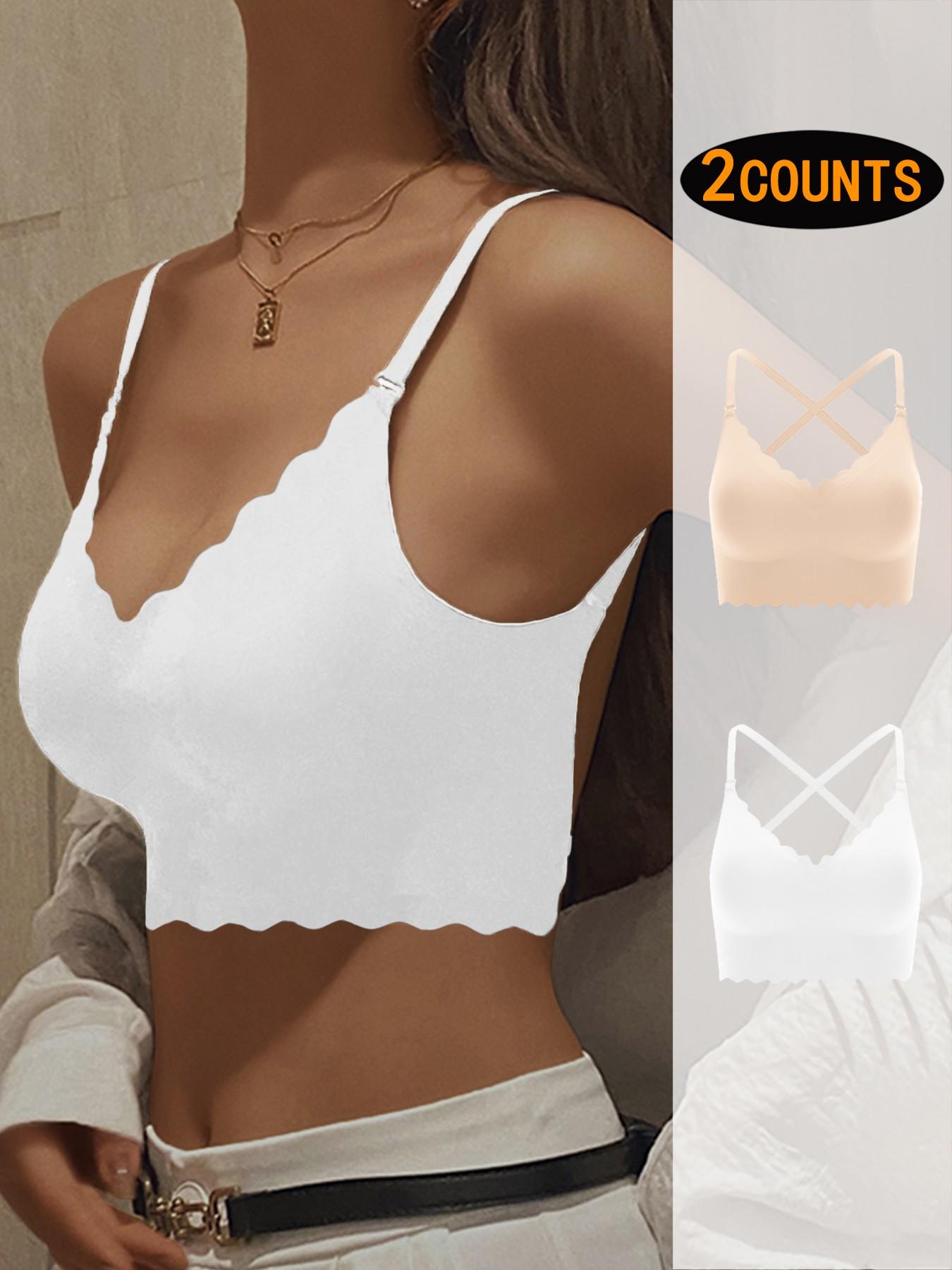 Women's Backless Bra Set, Sexy U-Shaped X-Type Design, Removable Straps, Wave Edge Smooth Seamless Bras, All Seasons, Max Support