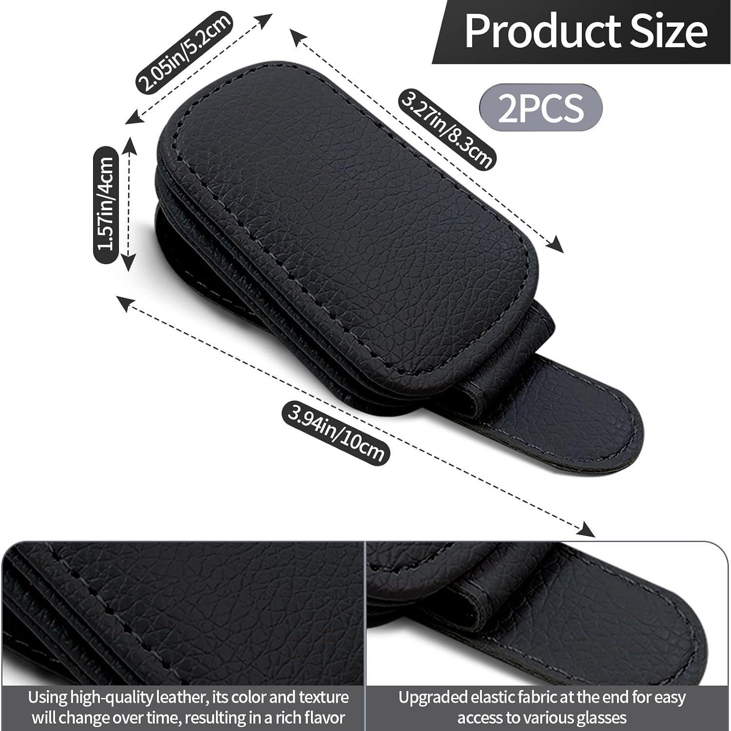 2-Pack Sunglass Holder for Visor - Suede (Black) | Suede Wrapped, Core, Grip, Clip to Visor, Holds Eyewear/Cards, Fits 2-Pack Sunglass Holder for Visor - Suede (Black) | Suede Wrapped, Core, Grip, Clip to Visor, Holds Eyewear/Cards, Fits