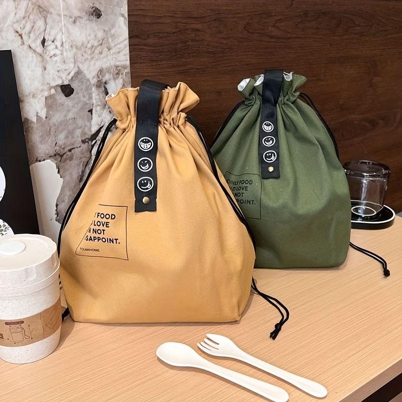 Japanese Bento Box Pouch with Drawstring Closure, Insulated Non-Food Contact Lunch Bag, Convenient Handheld Food Storage Solution, Bento Bags