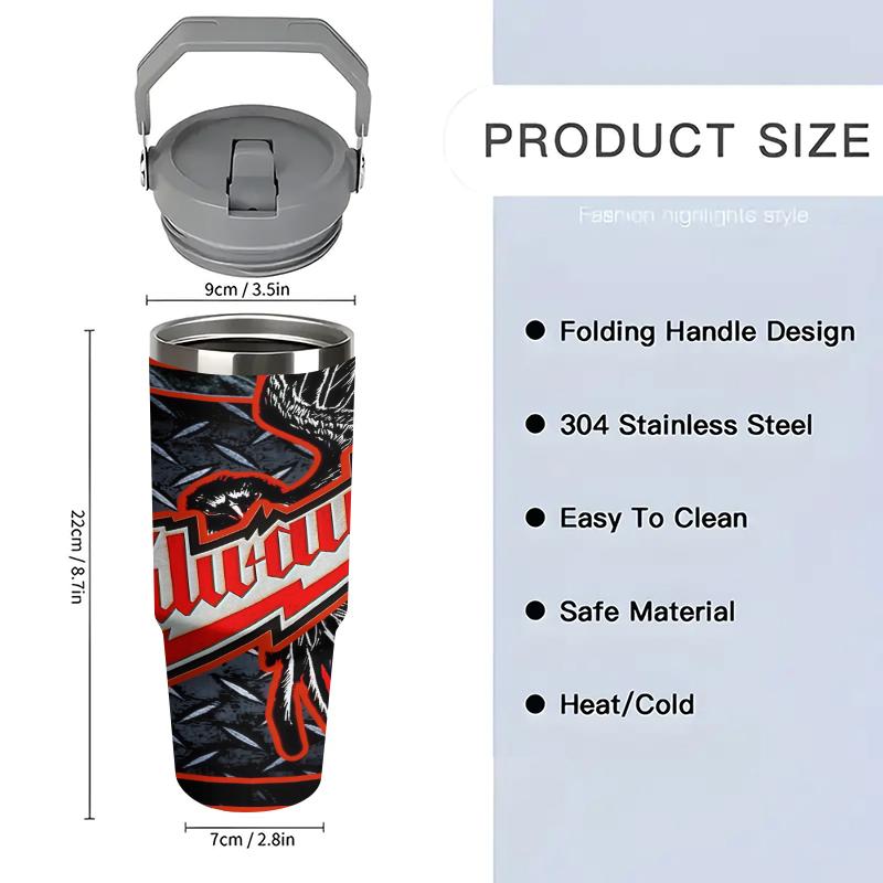 1pc 30oz Stainless Steel Insulated Tumbler – Milwaukee "Eagle Logo" Edition – Industrial-Style Water Bottle with Handle and Straw – Ideal for Outdoors, Sports, and Indoor Use – Birthday/Holiday Gift – High-Capacity Flask