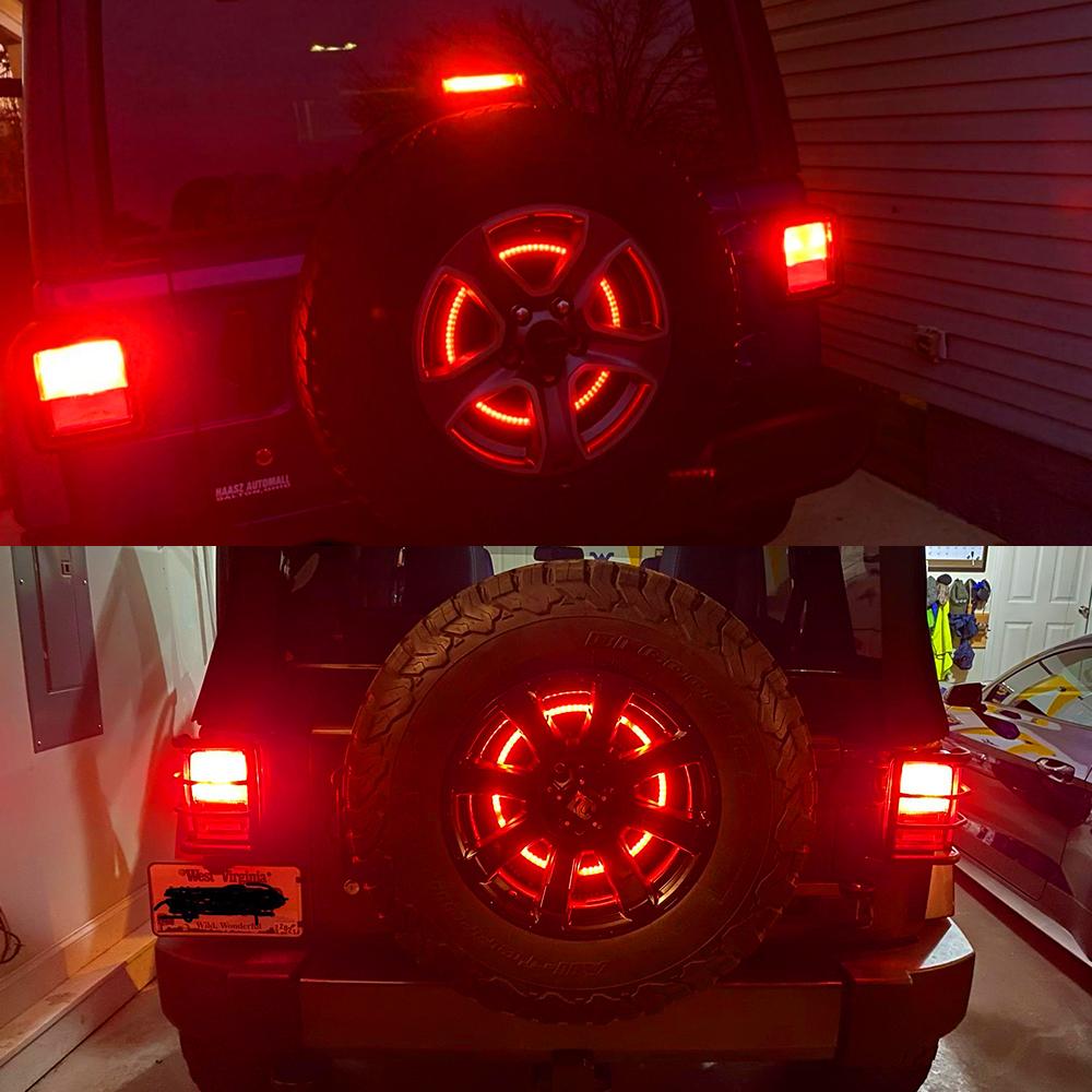 Tire Spare Brake Light Tail Light Fit Jeep Wrangler 86-2021 LED 3rd Lamp