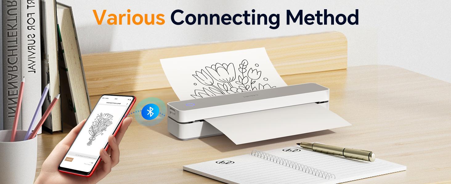 Portable Wireless Thermal Printer for US Letter & A4 Paper, Inkless Printing, Compatible with iOS, Android & Laptops – Ideal for Home, Office, Travel & Truck Drivers