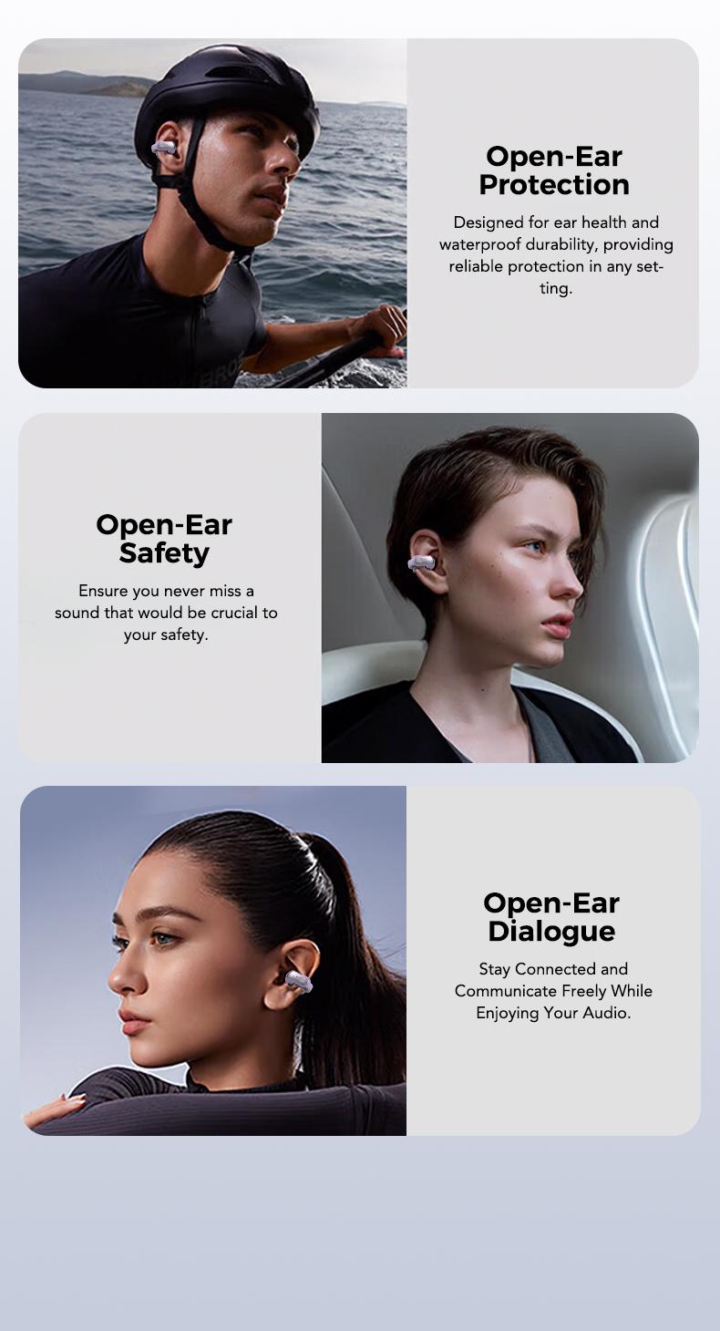 ERAZER XF28 Translation Earbuds Real Time Clip-on Open Ear Translation Wireless Earbuds  Wireless Headphones With Audio-Visual Future Touch Screen,for Sports Running Working Fit IOS & Android  Download App to use Translation Function