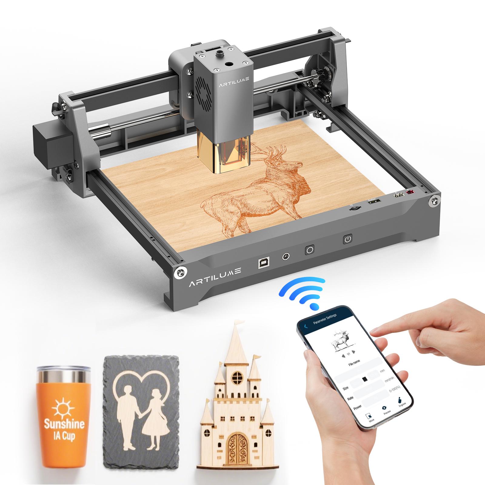 ARTILUME U1 Portable Laser Engraver, High-Precision Compressed Laser, 0.01mm Accuracy, 150×200mm Large Working Area, Supports Offline Engraving, Ideal for Wood, Leather, Fabric, Acrylic – Perfect for DIY Crafts, Personalized Gifts & Small Business