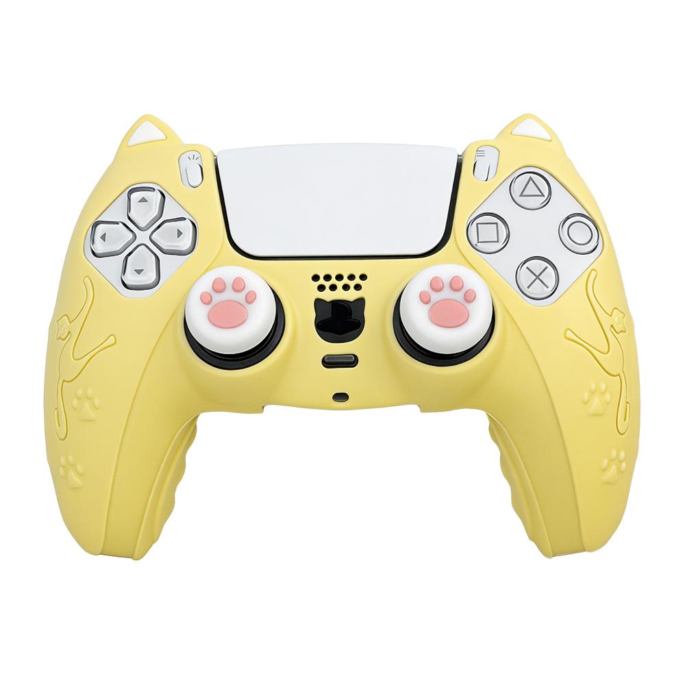 Cute Skin Protection Case for Playstation5 Controller, Includes 1 Handle Cover and 2 Custom Thumb Grips, Perfect Accessory Set, Gaming Console Accessories