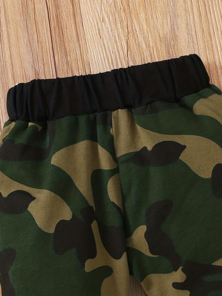 Baby Boys' Letter Print Romper Set, Camouflage Pants & Hat, Cute for Newborns, Comfortable Clothing for Daily Wear, Newborn Gift Set