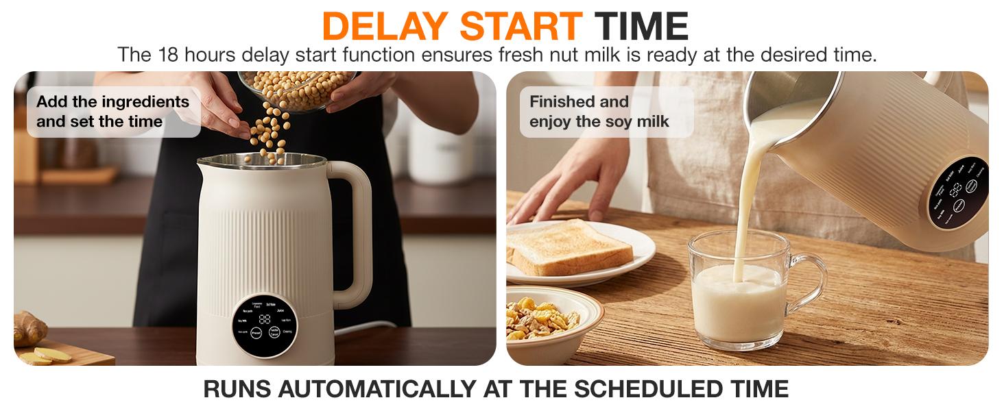 8-IN-1 Nut Milk Maker for Plant-Based Users, 40oz Countertop Machine for Homemade Almond Oat Coconut Dairy-Free Beverages, Blender with Delay Start, Keep Warm, Boil Water, Self-Cleaning