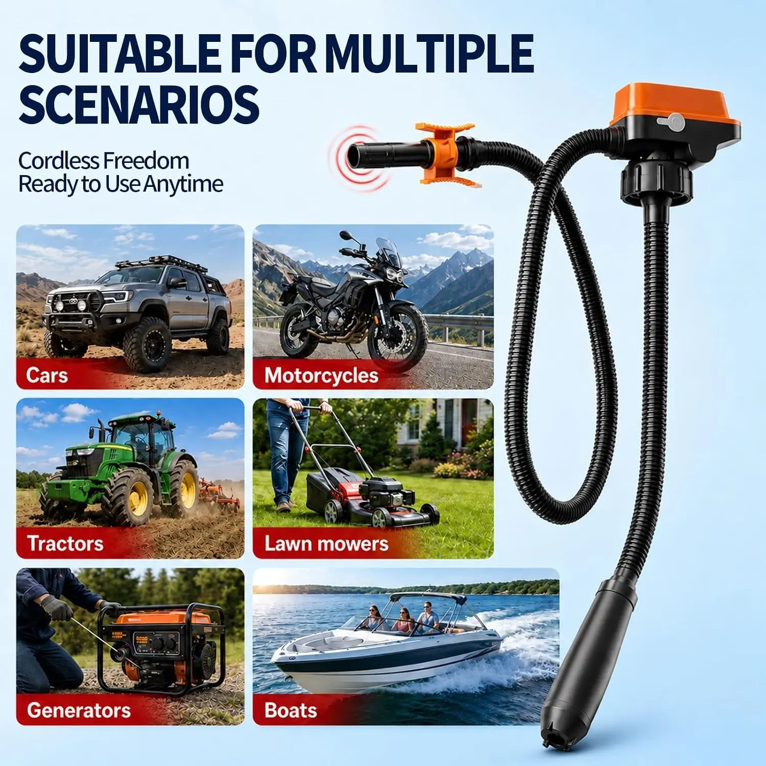 Cordless Fuel Transfer Pump Compatible withDeWalt 20V & Milwaukee 18V Batteries, Battery NOTIncluded, 3.2 GPM Portable Electric Gas Can Pumpwith  Hose & 3 Adapters for Diesel Gasoline OilWater