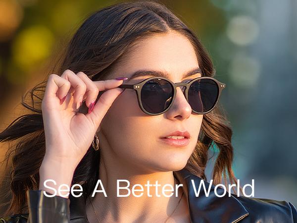 ZENOTTIC 2 Pack Unisex Polarized Sunglasses Classic Round & Square Frame UV400 Protection Matte Black & Tortoise Shell Seaside Holiday Gift