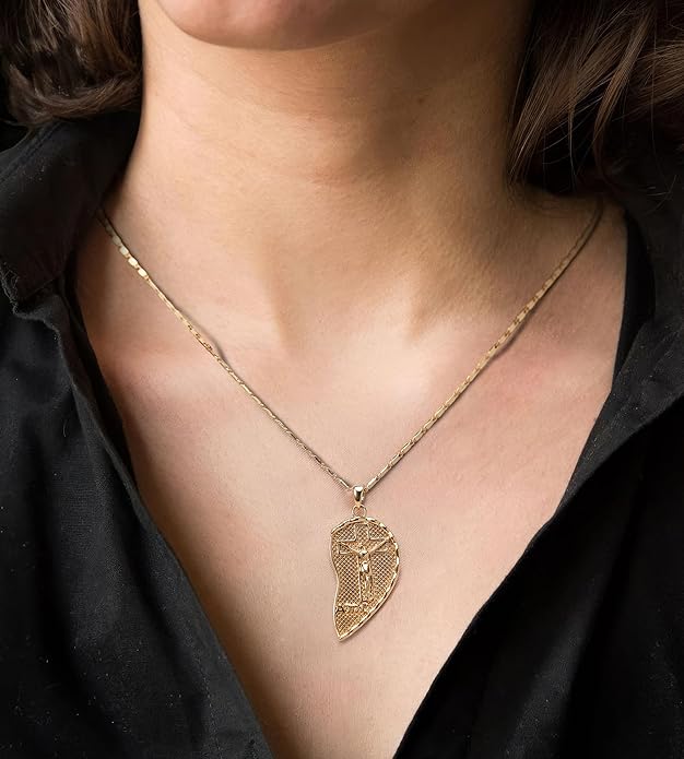 Mytys Te Amo Necklace Couples Heart Love of Virgin Mary Gold Plated Amulet Religious Pendants Fashionable Jewelry Valentine's Day Gifts