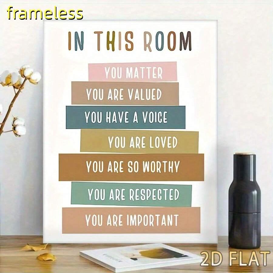 1 color logo encouraging and inspiring canvas poster, simple home decoration 2D flat printing frameless painting