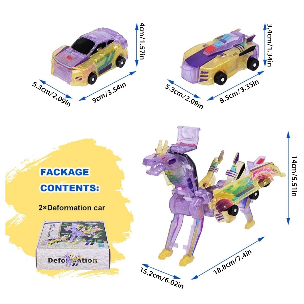 Dinosaur Transforming Car Toy, Magnetic Cars Transform into Dinosaurs,Fun - Collision Transformation Car Toys for Boys & Girls|Party Favors Gift for Birthday, Christmas (Blue) dinosaur toysdinosaur toys collision transforming dinosaur car toy