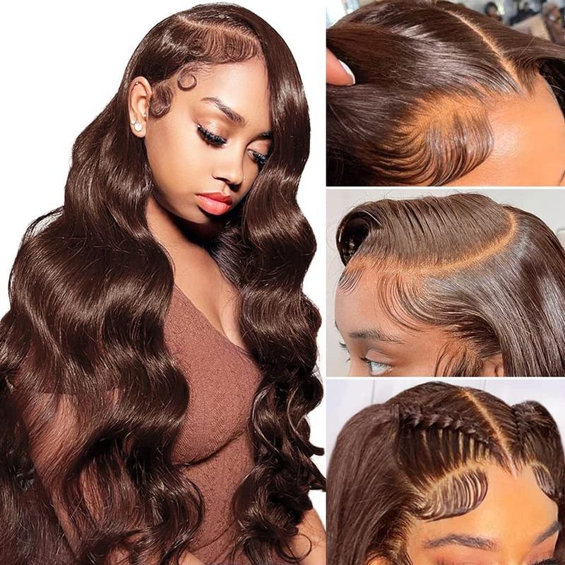 13x6 Chocolate Brown Body Wave Lace Front Wigs Human Hair 180 Density Transparent Lace Frontal Human Hair Wigs Pre Plucked with Baby Hair Brown Colored Wigs For Women TikTokShopBlackFriday