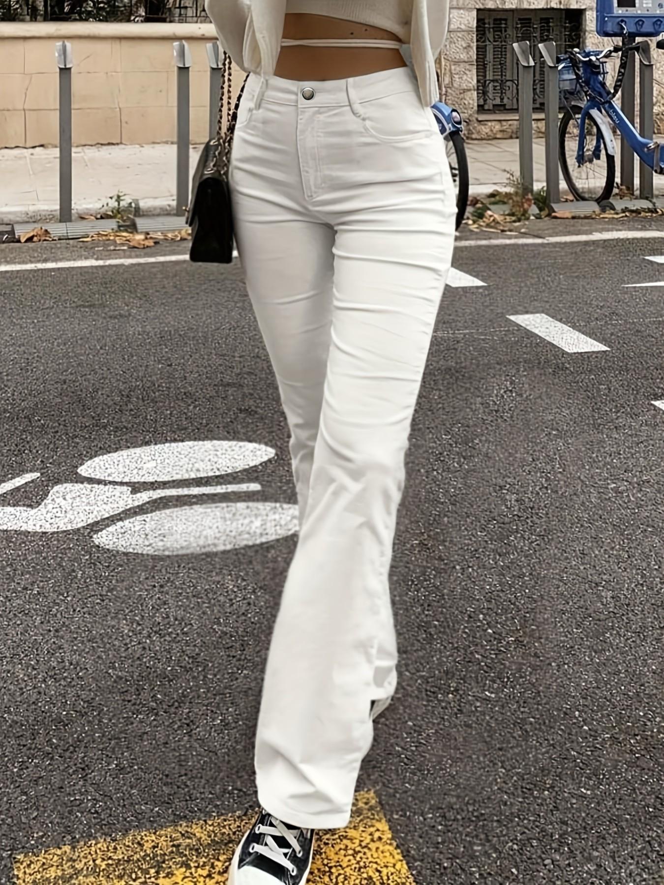 High Waist Flare Jeans for Women, Womenswear Elastic Bootleg Pants, Y2K Street Casual Vintage Fashion, Comfortable and Stylish