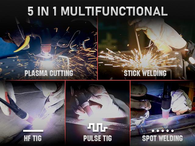 YESWELDER CT-520 110/220V DC TIG Welder & Plasma Cutter Combo | HF CUT/HF TIG/Pulse TIG/Spot Welding/Stick 5-In-1 Welding Machine | 200A TIG MMA & 50A CUT