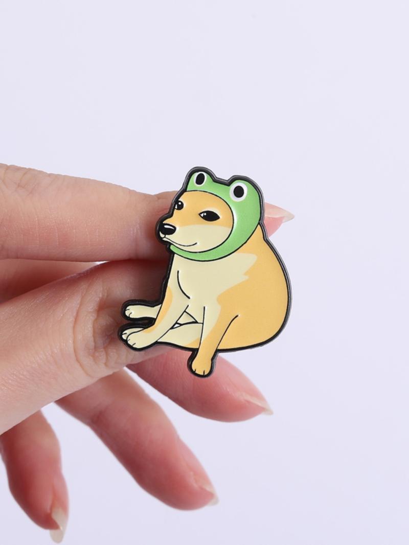 Cute Dog Frog Brooch Cartoon Funny Style Pet Mix Headwear Fun Design for Pet Lovers and Trendy Groups Daily Wear