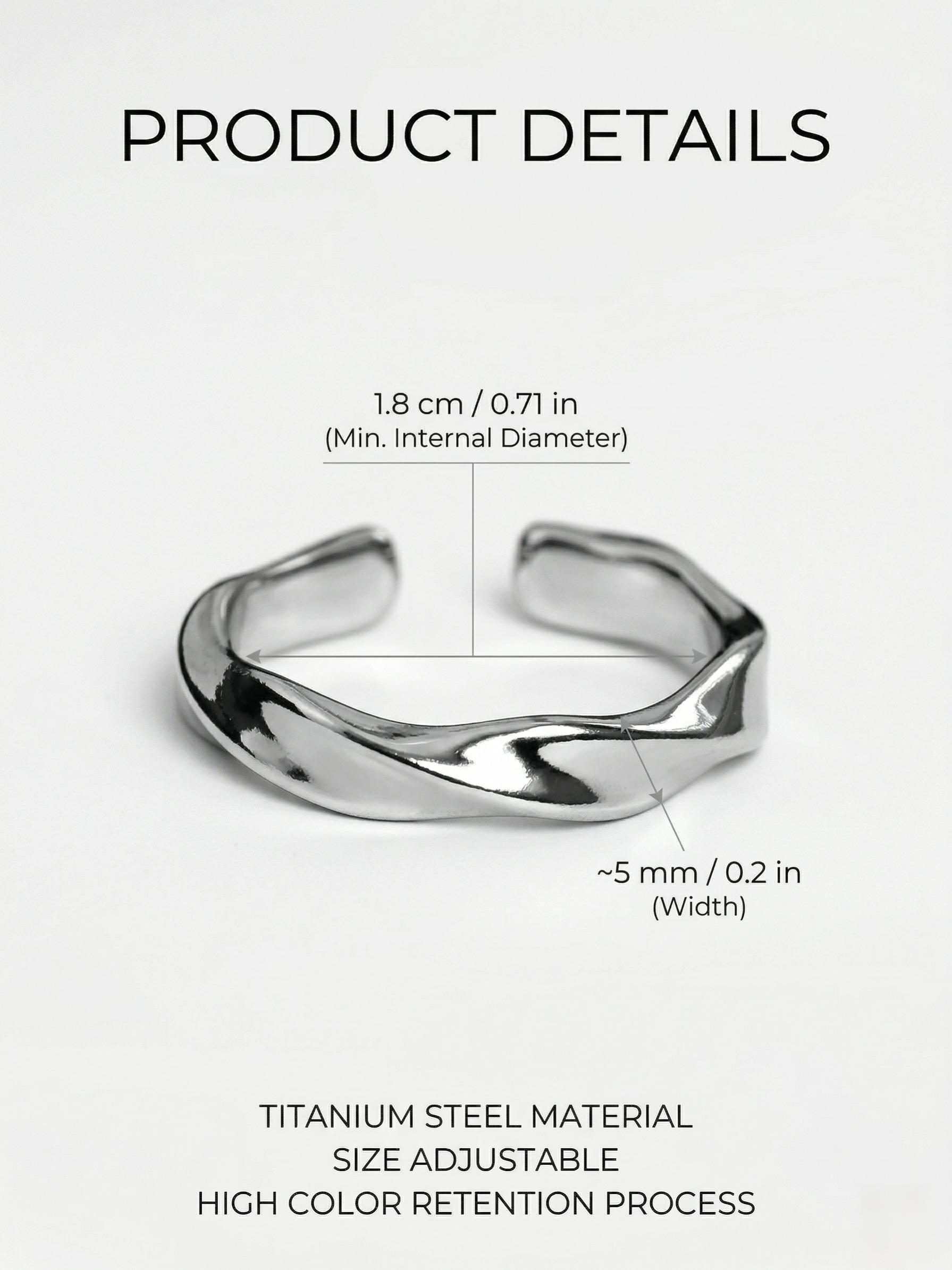 Minimalist Mobius Twist Ring Unisex Adjustable Infinite Silver Color Jewelry, Y2K Aesthetic Fashion Accessory for Men and Women