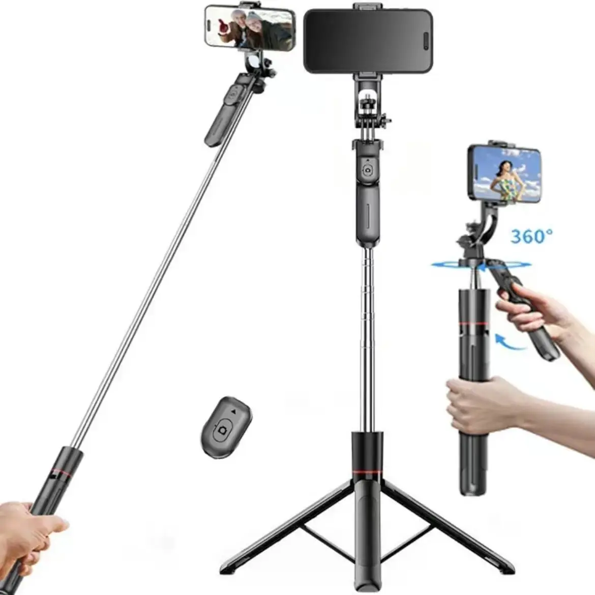 67" Adjustable Camera & Cell Phone Tripod with Bluetooth Remote Control - Universal Holder for iPhone/Android, Upgraded Travel-Friendly Stable Stand, Camera & Mobile Accessory for Home & Travel,back to school,back to school haul
