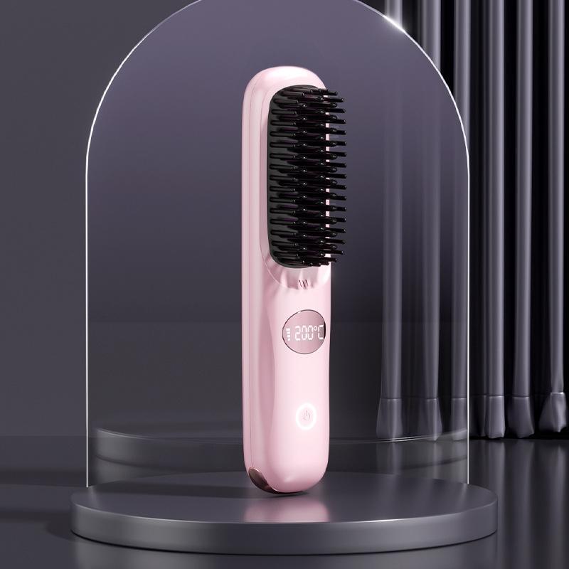 Cordless Hair Straightener Brush Set - 3 Temp Settings | 2000mAh*2  Batteries | Negative Ion Technology | USB Rechargeable | Fast & Auto Shut-Off | Travel-Friendly Gift