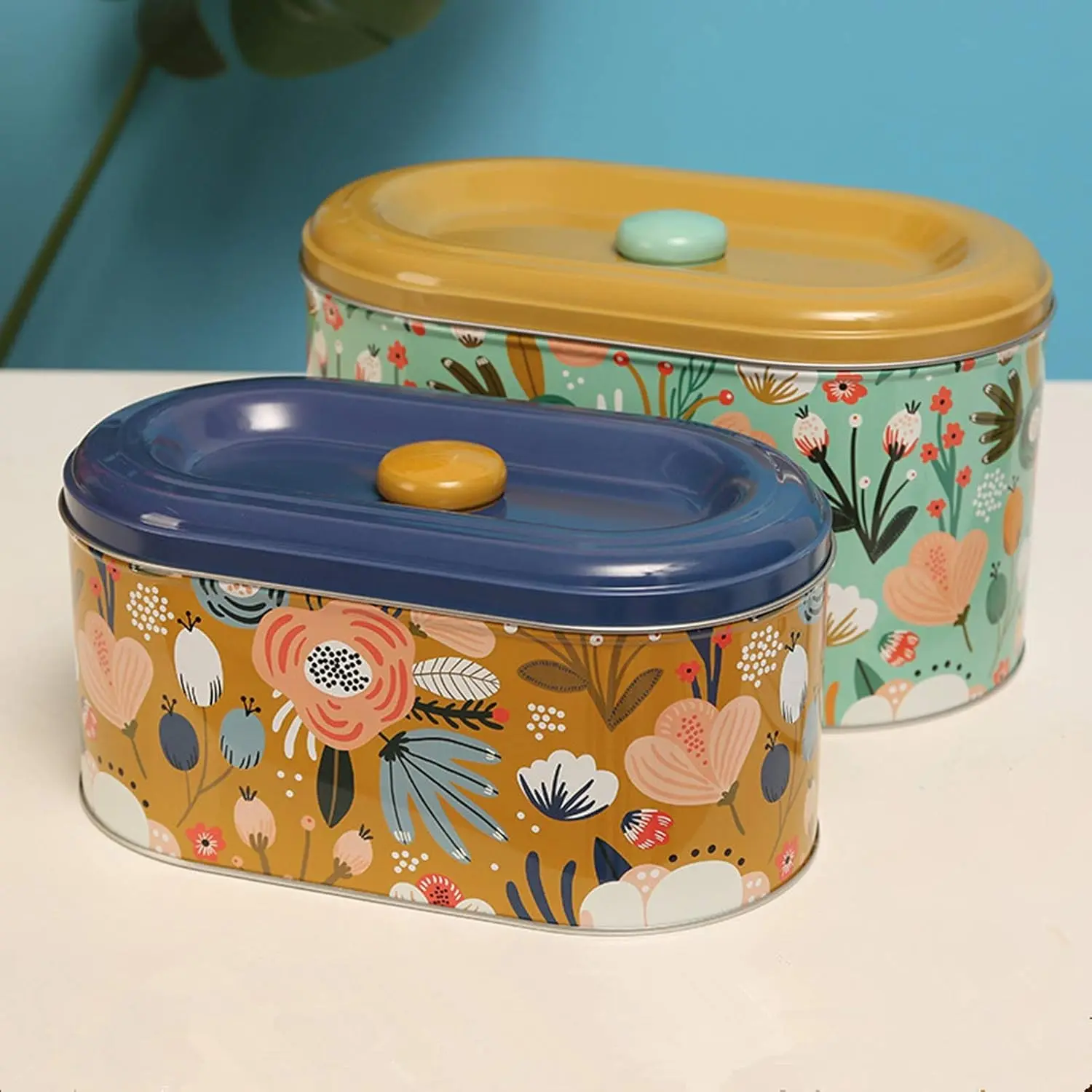 Tin Cookie Snack Jars Biscuit Storage Tin Canister Cookie Jar Home Kitchen Food Gifts Storage Containers with Lid for Biscuit Cookie Chocolates Toddler Food Baby Snacks | Food-Safe