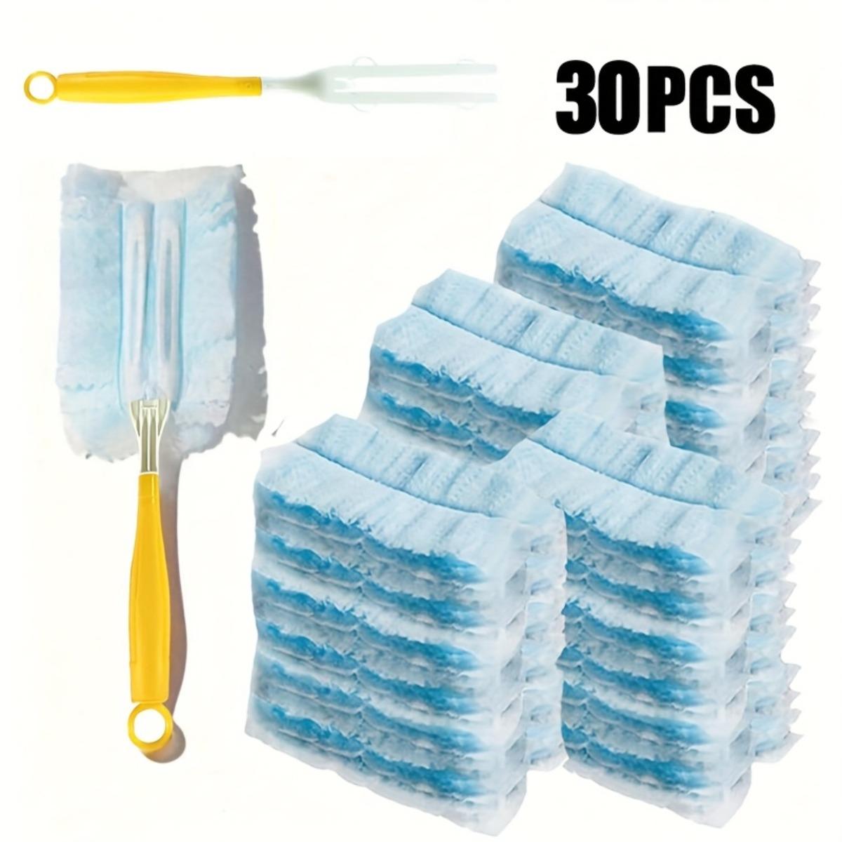 30PCS Dusting Duster Refills with Handle, Disposable Electrostatic Cleaning Duster for Daily Housekeeping, Car Interior Dust Removal, Furniture Care, Appliance Crevices and Keyboard Cleaning, Home Cleaning Accessory Tool