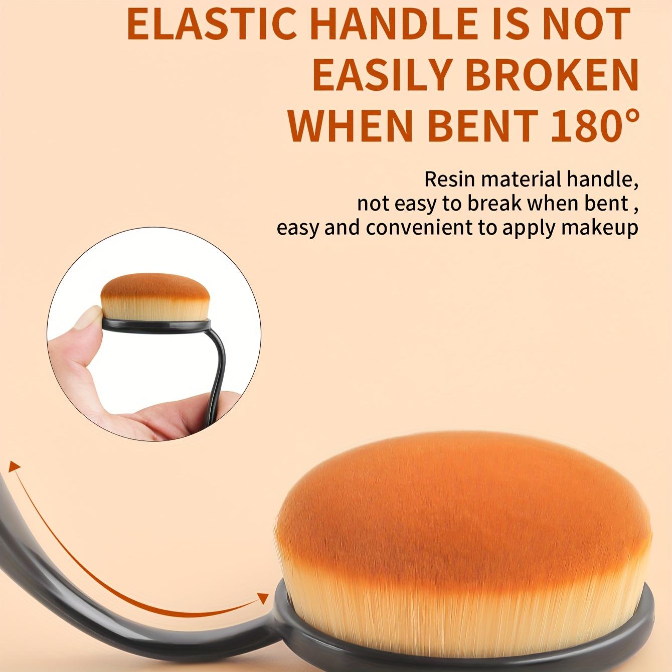 2pcs Black Oval Toothbrush Foundation Brushes + 2pcs Makeup Sponges – Portable Beauty Duo Brush Liquid & Cream Blending Set for Travel, Beginners & Daily Makeup Synthetic Makeup Brushes