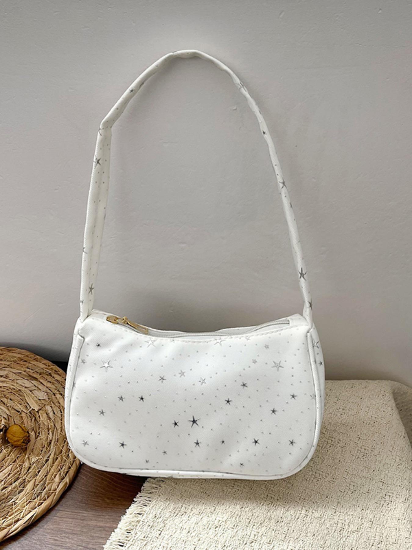 Single Shoulder Bag with Star Pattern Decoration, Simple Casual Style, Versatile and Fashionable, Pure Color Design, Perfect for Daily Use
