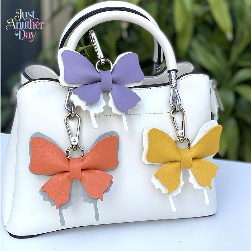 Layered Butterfly PU Leather Bag Charm, Colorful Butterfly Pendant with Detachable Metal Clasp, Cute All-Match Accessory for Handbags, Backpacks & Purses