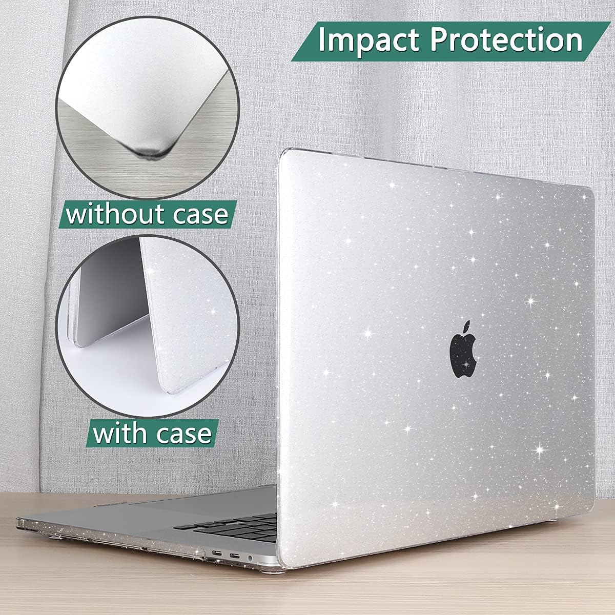 Macbook Air 13-Inch Case, Diamond Shine, Upgrade for M4 A3240 M3 A3113 M2 A2681, Transparent Hard Shell, Anti-Scratch, Lightweight, Starry Design