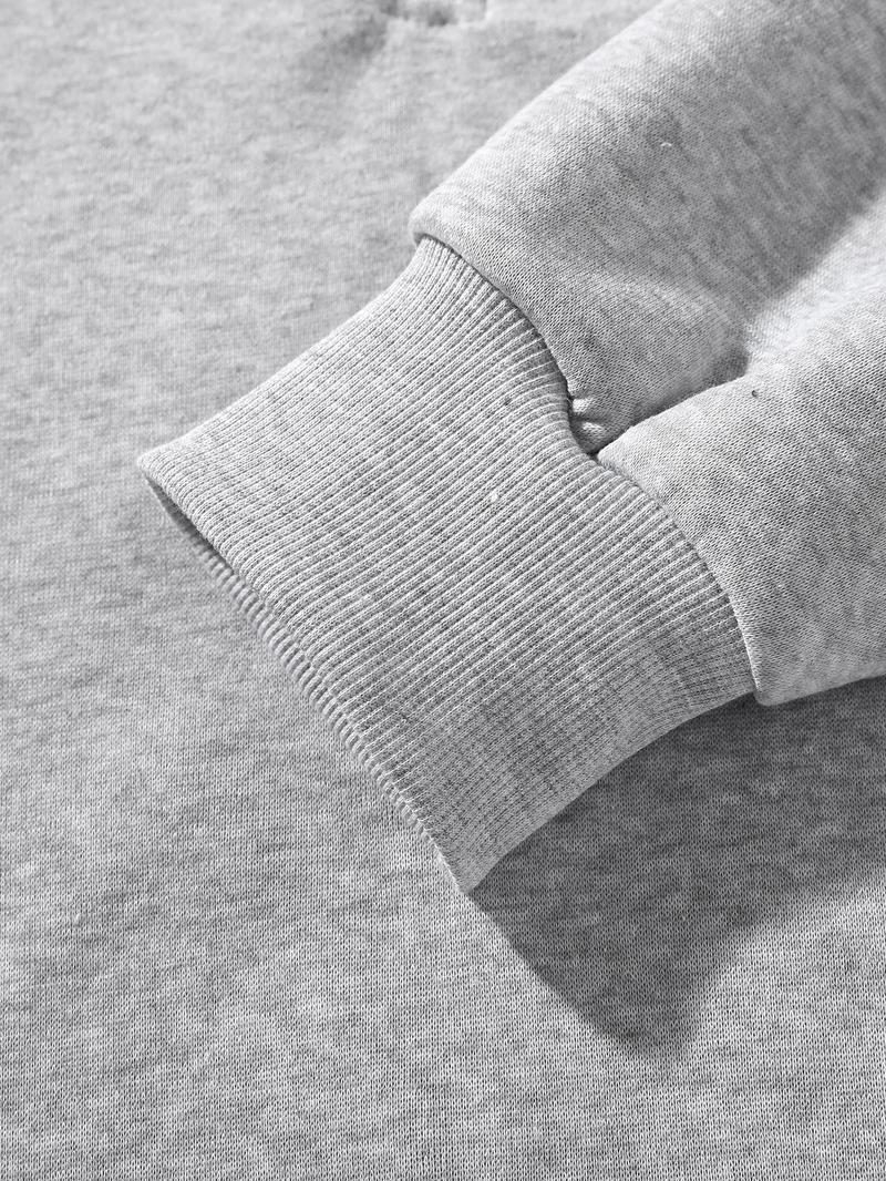 Men's Fleece-Lined Athletic Half-Zip Hoodie - Solid Color, Basic Style, Warm & Comfortable for Daily Wear, Street Casual & Outdoor Activities， Unisex Fleece Casual Sweatshirt ，Men's Upper Body Sweater。