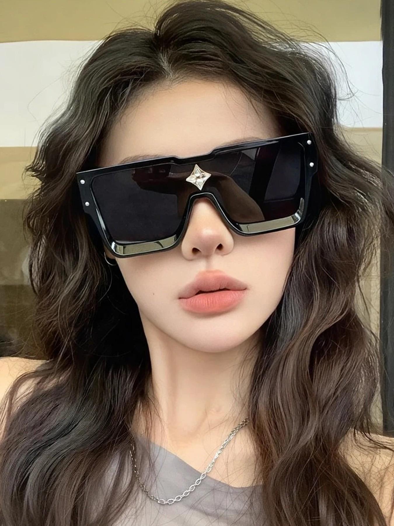 1 Piece Millionaire Square Large Frame Sunglasses, Fashionable And Personalized Diamond-Encrusted Sunglasses, Suitable For Holiday Gifts