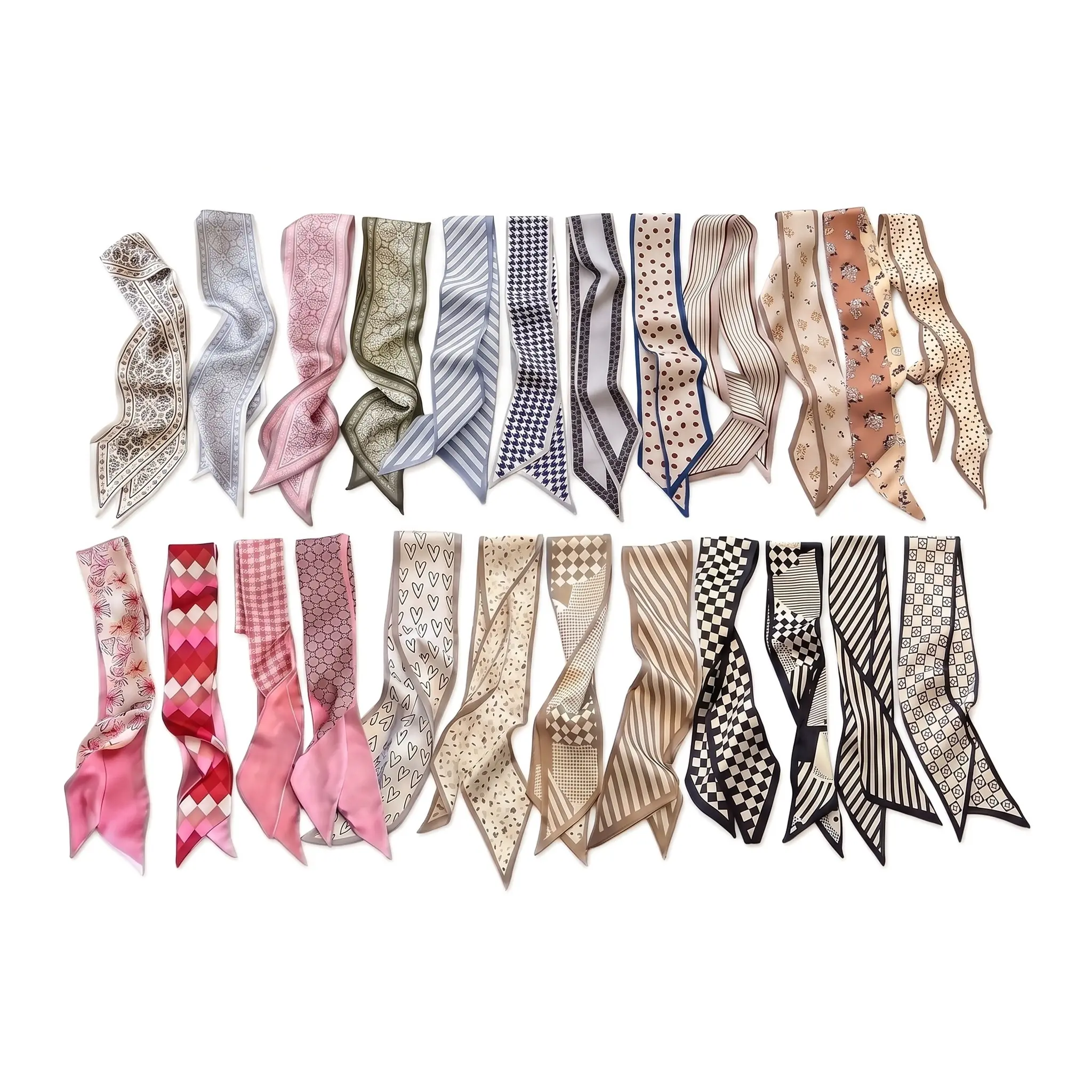 Soft Boho Scarves 12 24 Pack Silk Like Satin Floral Hair Scarves For Bag Handles Neck Styling Home Decor Cozy Gift For Women Everyday Essential