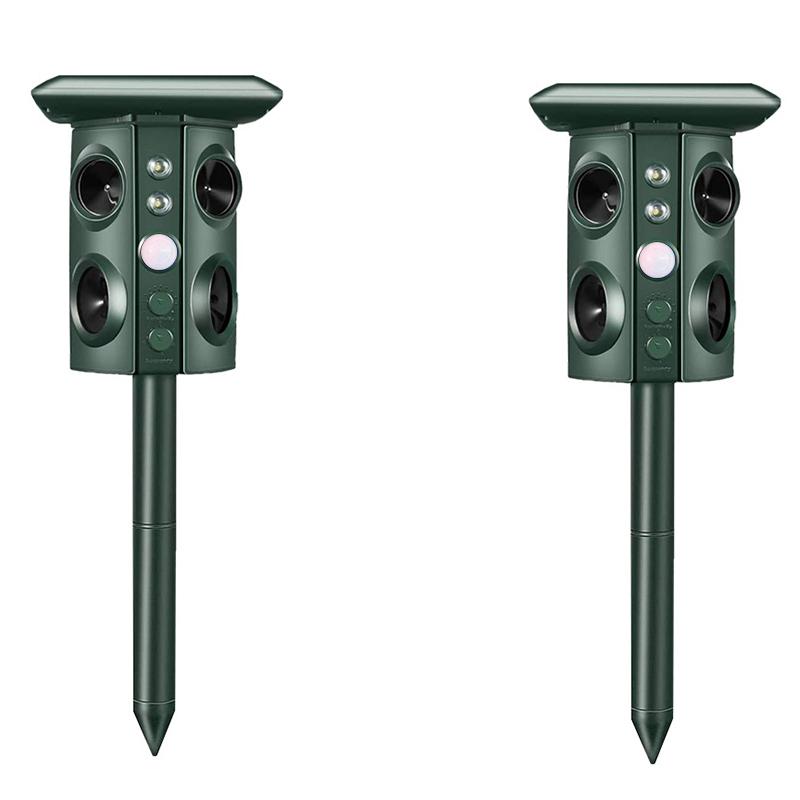 2pcs Animal Repeller Outdoor Waterproof Variable Frequency Ultrasonic Deterrent for Squirrels, Foxes, Bats, Multi-Scene Use Garden, Farm