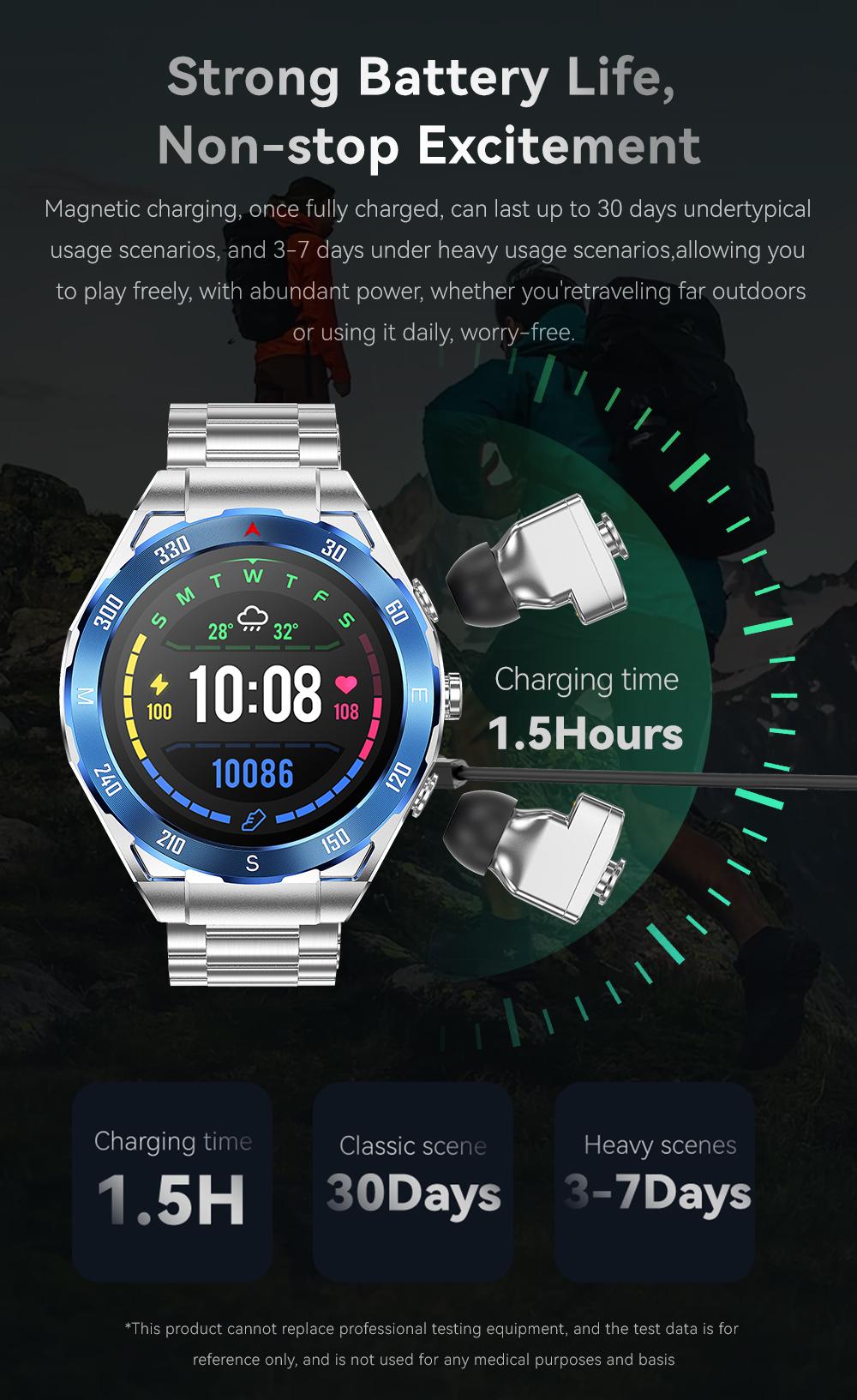 F33 Business Smart Watch with Earbuds 1.43 Inch AMOLED HD Display Bluetooth Calling Health Tracking Long Battery Life