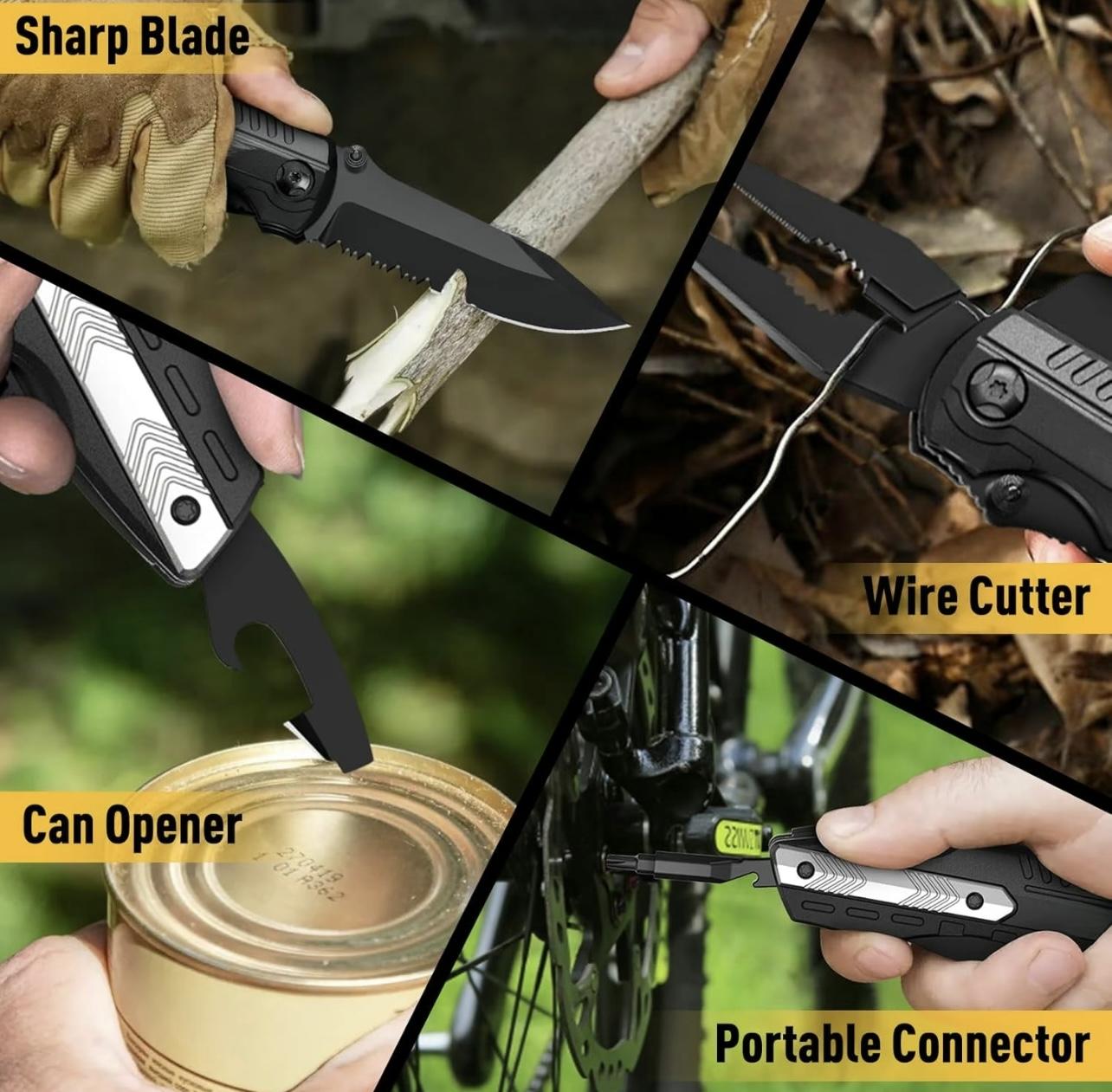 A variety of multifunctional folding knife tools, high hardness stainless steel, can be used for outdoor men's Christmas gift EDC pocket