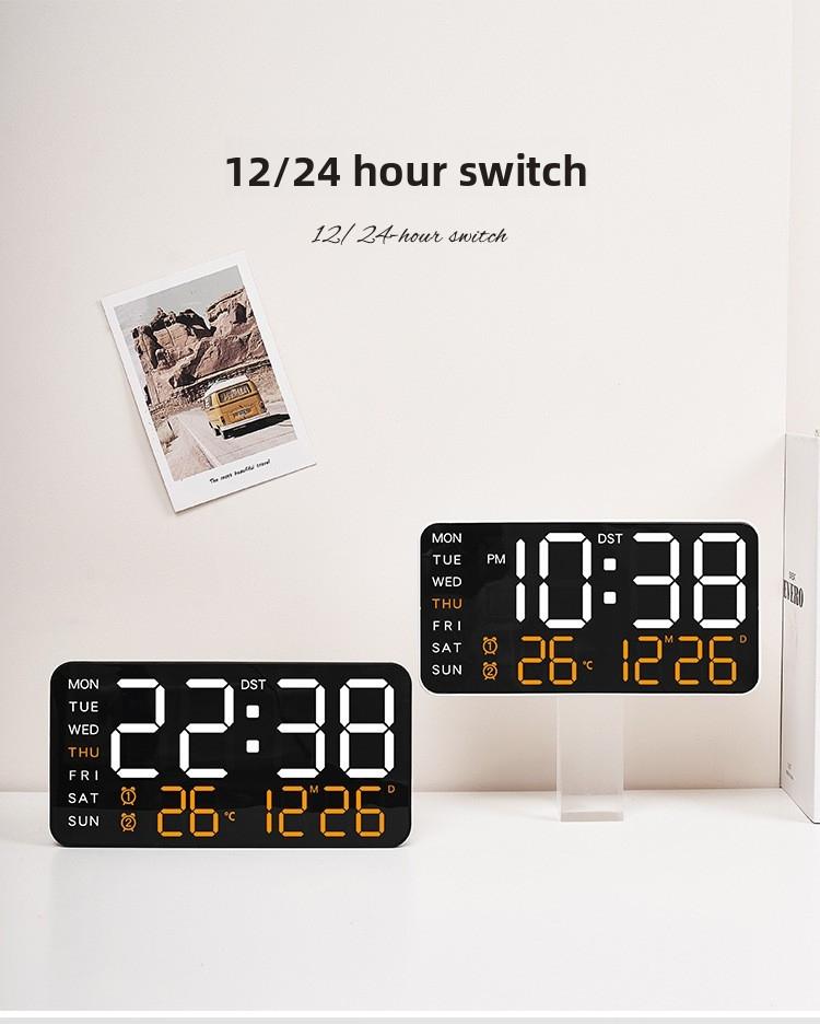 Large Screen Wall Clock, New Frameless Electronic Clock, Multifunctional Standing and Hanging Clock, Digital Display, Temperature, USB and Battery Powered, Digital Clock Decor