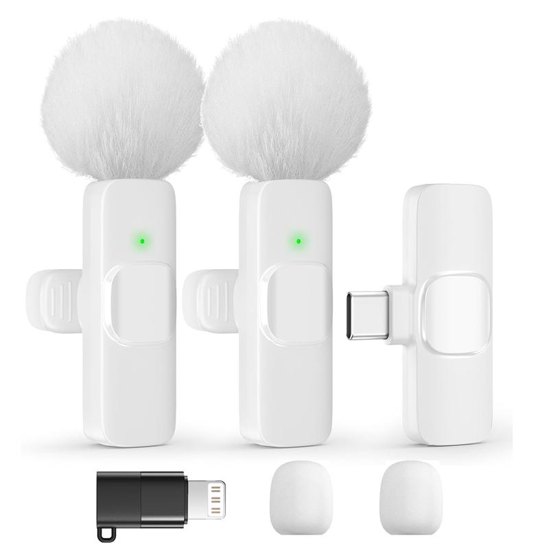 Wireless Mini Lavalier Microphone for iPhone, iPad & Android, Intelligent Noise-Cancelling Plug & Play Lapel Mic for Lightning, USB-Rechargeable Microphone for Short-Video Platforms, Video Recording, Vlogs & Live Streaming, USB Rechargeable Mic