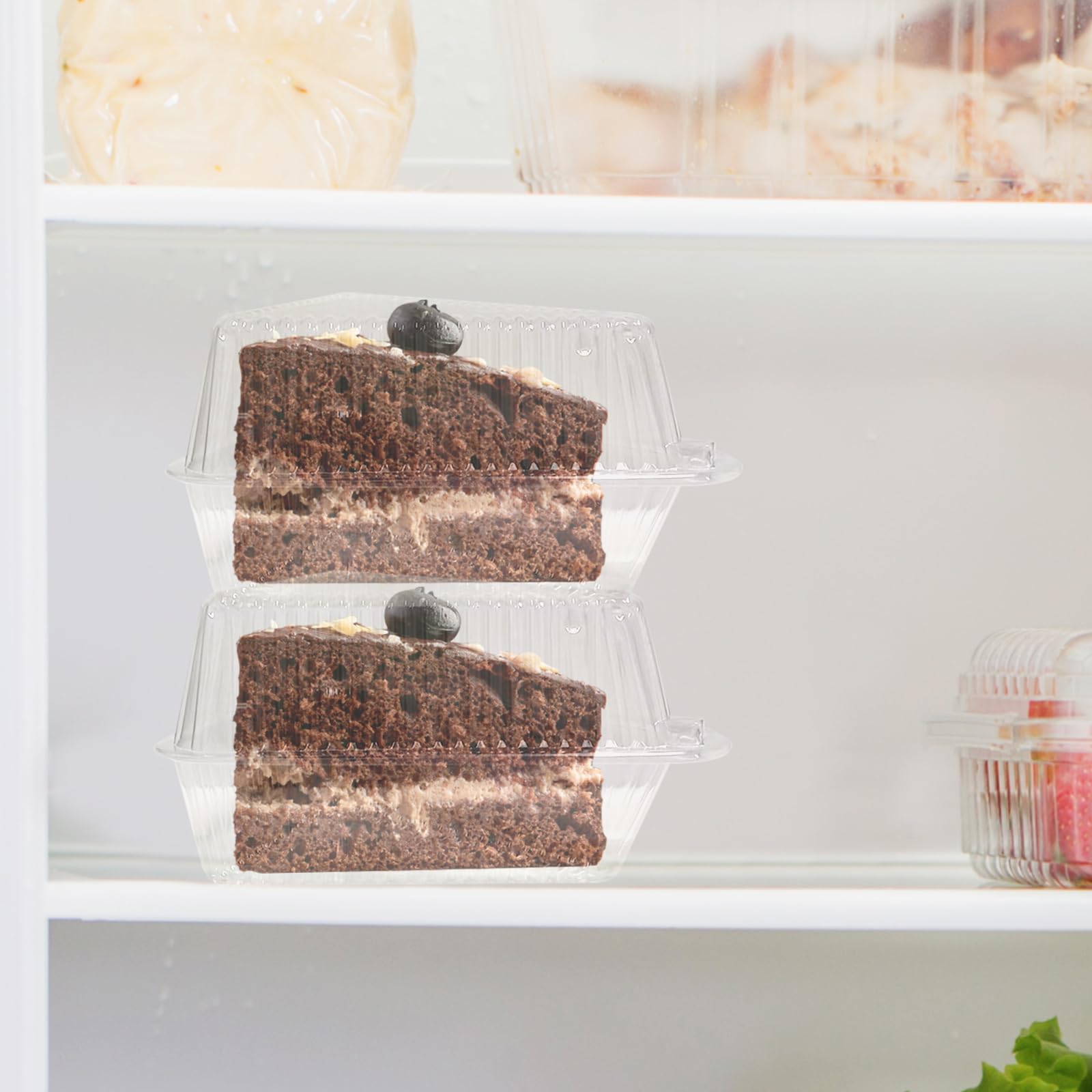 50Pcs Thicken Individual Cake Slice Containers,5 Inch Pie Slice Containers Disposable,Individual Cheesecake Containers,Plastic Boxes for Take Out Packaging, Bakery and Cafe Cake Carriers