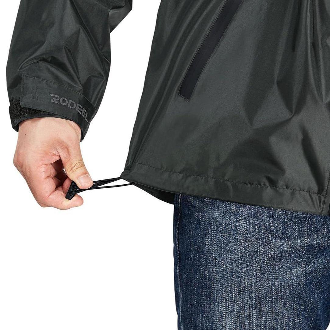 【RODEEL】715 Waterproof Jacket Men Lightweight Breathable Full Zip Hooded Rainwear Durable Rain Coat Weatherproof Windbreaker For Outdoor Sports Hiking Camping Fishing Boating Construction Roofing Landscaping Gardening Workwear Menswear, Holiday Gift