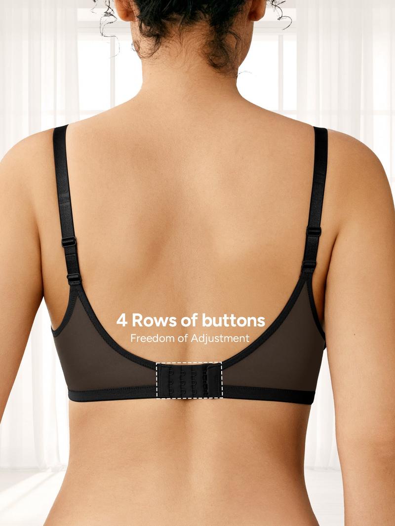 Women's Polka Dot Lace Underwire Full Cup Bra, Comfortable Breathable Mesh Cups, Medium Support, Fitted Design, All Seasons