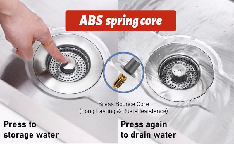 3-in-1 Kitchen Sink Drain Strainer, Stainless Steel Sink Plug, Deodorizing Anti-Clog Basket Strainer for US Standard 3-1/2 Inch Drains