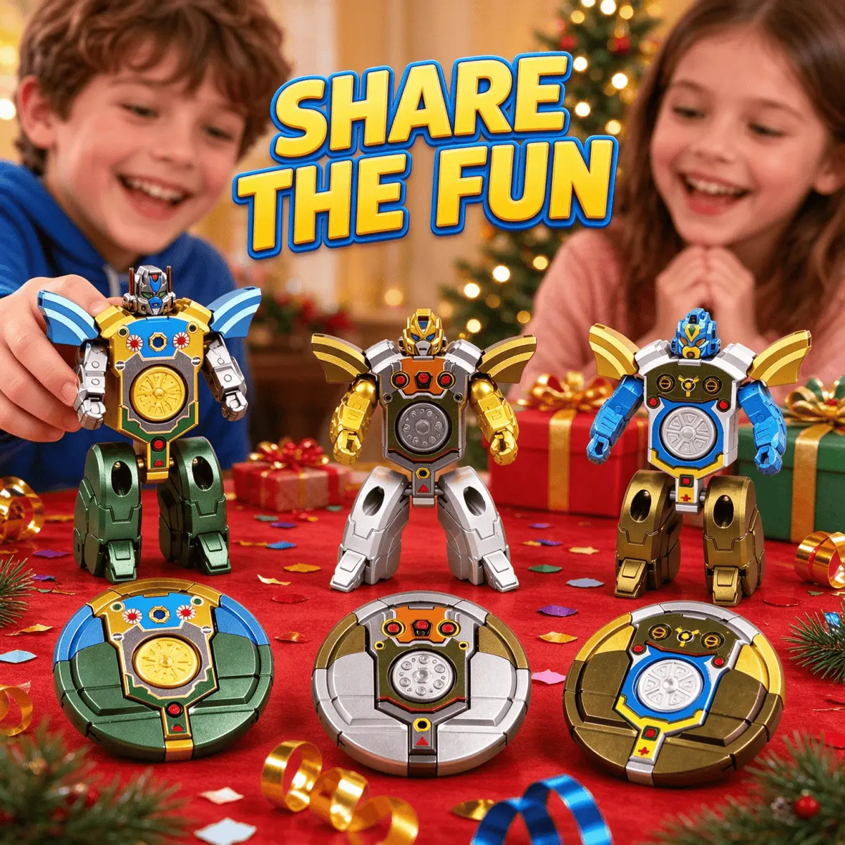 12 or 30-Piece Transforming Fidget Robot Set, Compact Handheld Spinners for Classroom Rewards and Holiday Stocking Stuffers, Random Color Christmas Party Gift Exchange